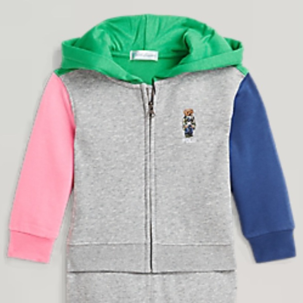Ralph Lauren Polo Toddler Preppy Colorblock Hooded Sweatshirt 18 Months Boys